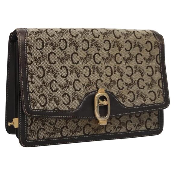 CELINE C Macadam Canvas Shoulder Bag Beige Brown - Picture 1 of 13